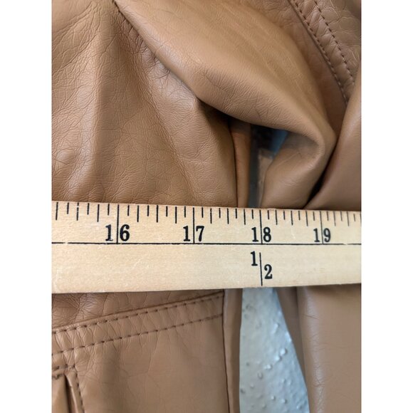 Rue21 Womens Caramel Faux Leather Zip Up Jacket L - Picture 7 of 8